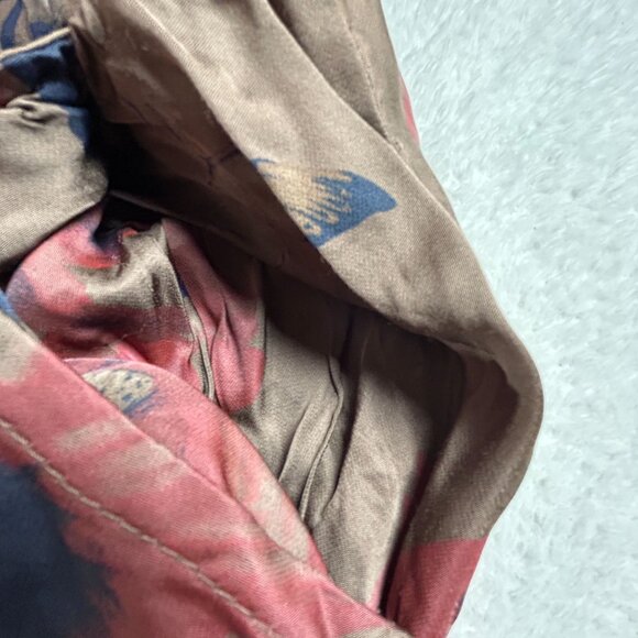 Nicole Womens Brown Floral Print Wide-Leg Pull-On Pants Medium Silk Blend Summer - Picture 7 of 12